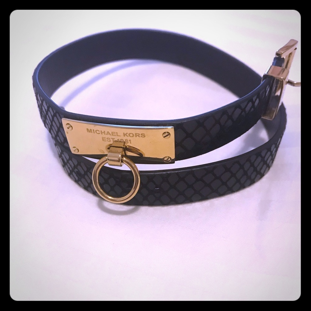 Black snakeskin Michael Kors dog collar